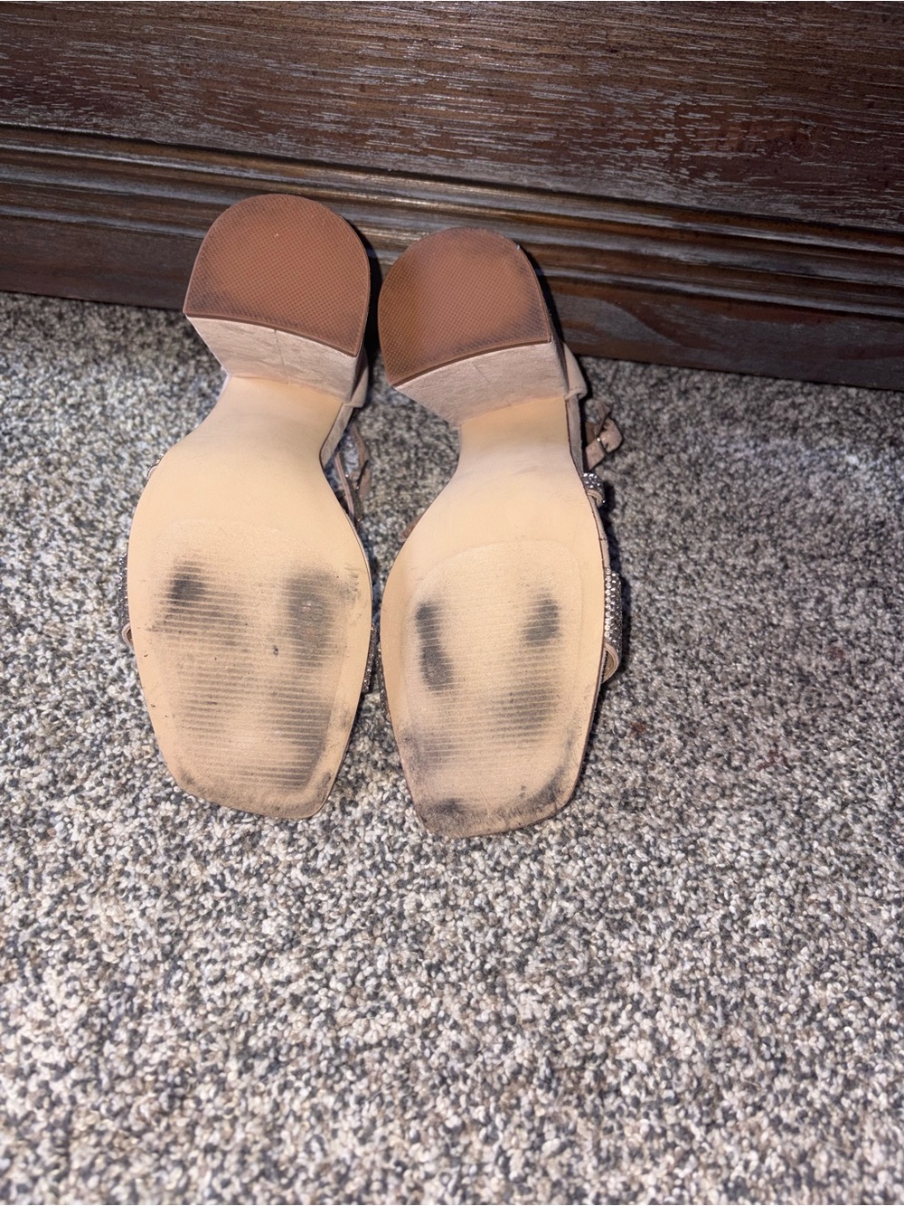 Steve Madden Blush Nude Embellished Block Heel Sandals - Picture 4 of 4